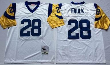 nfl st.louis rams #28 Faulk white throwback jersey