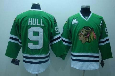 nhl chicago blackhawks #9 hull green
