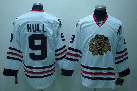 nhl chicago blackhawks #9 hull white