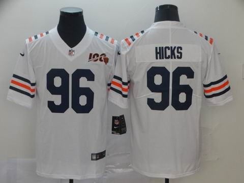 nike nfl Bears #96 HICKS White 100th Season  jersey