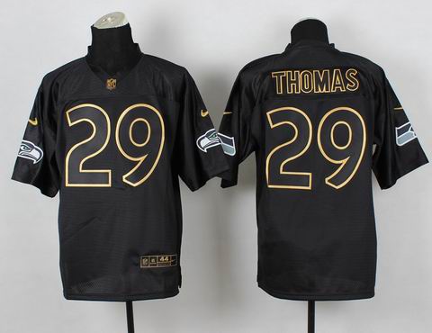 nike nfl Seattle Seahawks 29 Thomas black golden letter fashion jersey