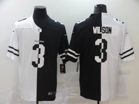 nike nfl seahawks #3 wilson white black jersey