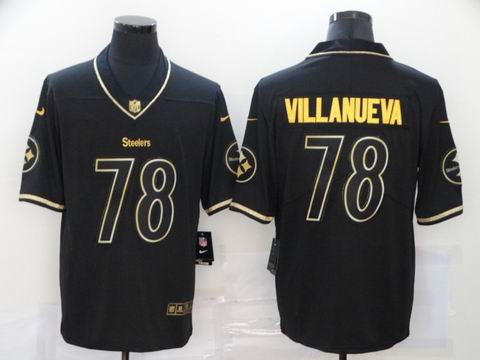 nike nfl steelers #78 VILLANUEVA black golden jersey