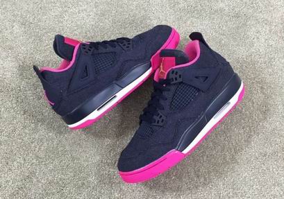 women Air Jordan 4 GS “Denim shoes black pink