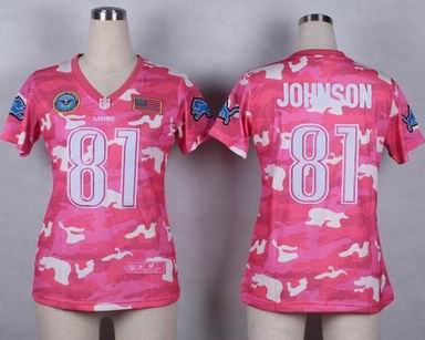 women Lions 81 Johnson Salute to Service pink camo jersey