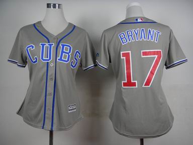 women MLB Chicago Cubs 17 Bryant grey jersey
