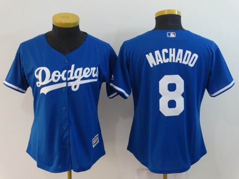 women MLB Los Angeles Dodgers #8 Machado blue jersey