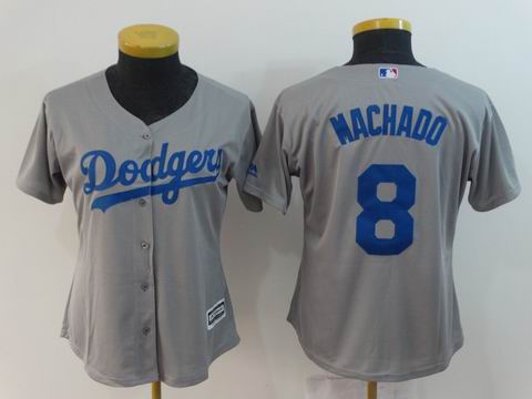 women MLB Los Angeles Dodgers #8 Machado grey jersey