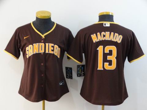women MLB San Diego Padres #13 Machado brown game jersey