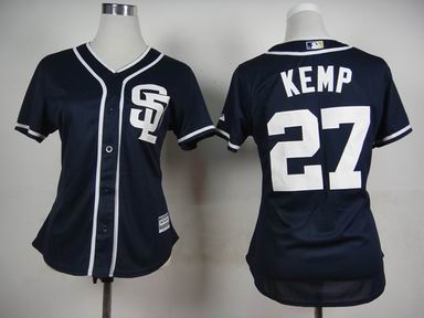 women MLB San Diego Padres 27 Kemp blue jersey