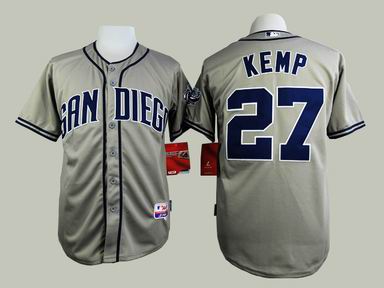 women MLB San Diego Padres 27 Kemp grey jersey