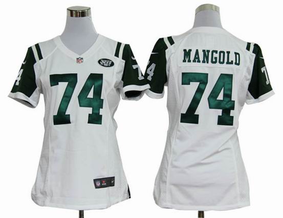 women Nike NFL New York Jets 74 Mangold white stitched jersey