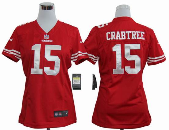 women Nike NFL San Francisco 49ers 15 Crabtree red stitched jersey