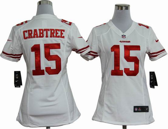 women Nike NFL San Francisco 49ers 15 Crabtree white stitched jersey