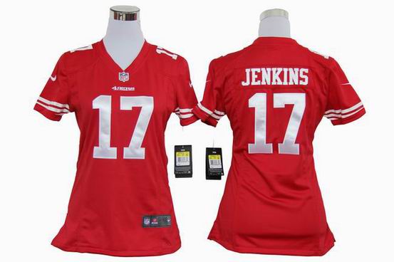 women Nike NFL San Francisco 49ers 17 Jenkins red stitched jersey
