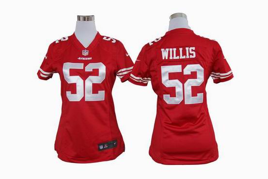 women Nike NFL San Francisco 49ers 52 willis red stitched jersey