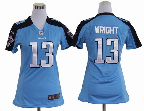 women Nike NFL Tennessee Titans 13 Wright light blue stitched jersey