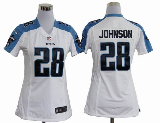 women Nike NFL Tennessee Titans 28 Johnson white stitched jersey