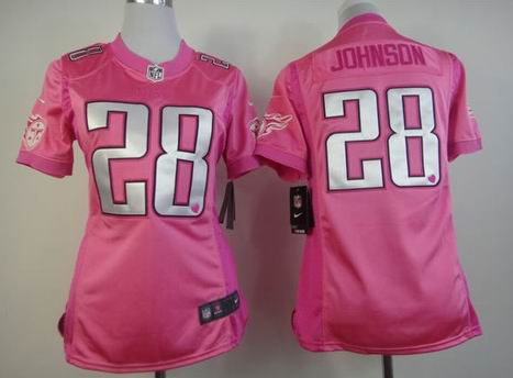 women Nike Tennessee Titans 28 Johnson pink jersey with heart