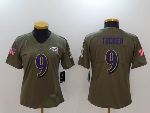 women Nike nfl ravens #9 Tucker Olive Salute To Service Limited Jersey