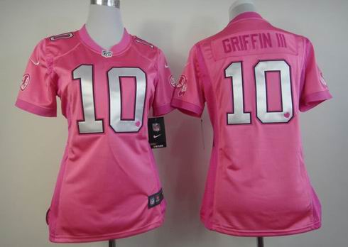 women Nike washiongton redskins 10 Griffin III pink jersey with heart