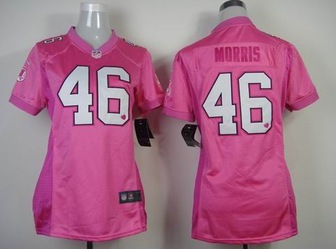 women Nike washiongton redskins 46 Morris pink jersey with heart
