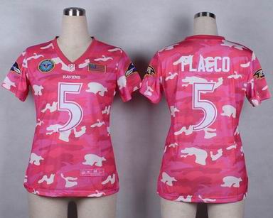women Ravens 5 flacco Salute to Service pink camo jersey
