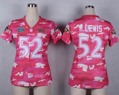 women Ravens 52 R.Lewis Salute to Service pink camo jersey