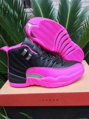 women air jordan 12 retro shoes black pink