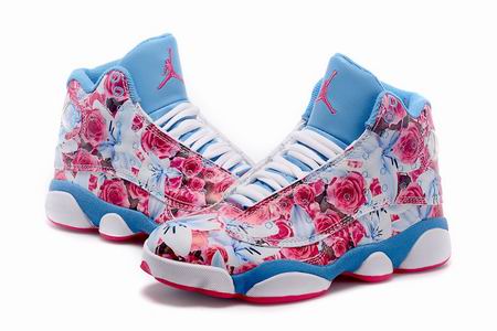 women air jordan 13 shoes flower blue
