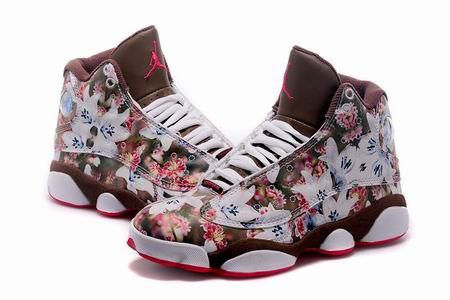 women air jordan 13 shoes flower brown