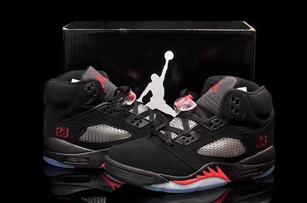 women air jordan 5 shoes black grey red