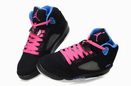 women air jordan 5 shoes black pink blue