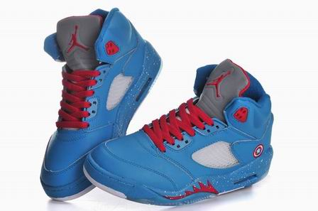 women air jordan 5 shoes blue red
