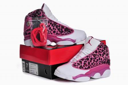 women jordan 13 shoes white pink leopard