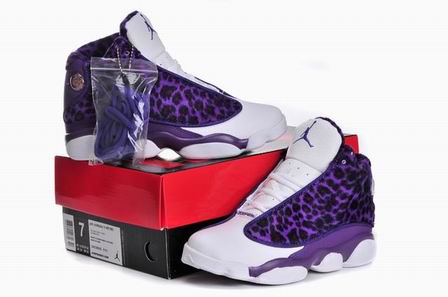 women jordan 13 shoes white purple leopard