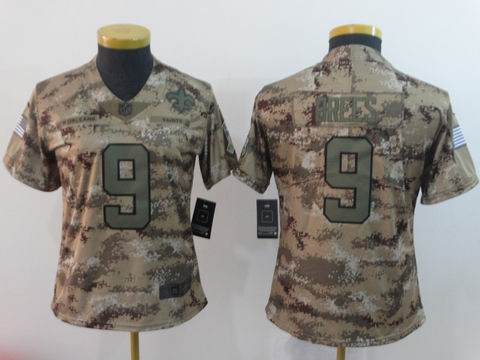 women new orleans saints #9 brees camo salute to service jersey
