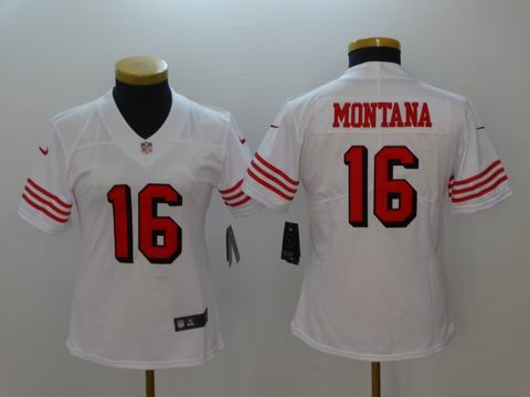 women nike nfl 49ers #16 Montana white rush jersey