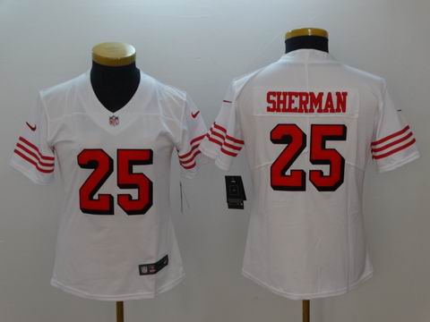 women nike nfl 49ers #25 Sherman white rush jersey