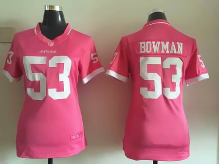 women nike nfl 49ers 53 Bowman Pink Bubble Gum Jersey