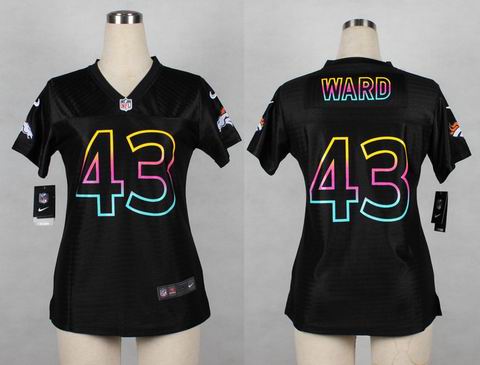 women nike nfl Broncos 43# Ward black jersey