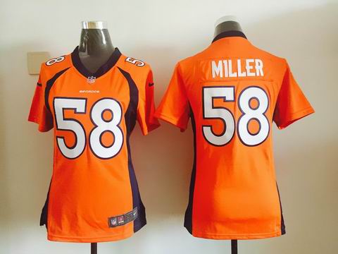 women nike nfl broncos #58 Miller orange jersey