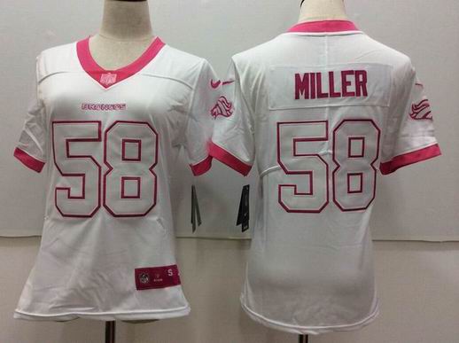 women nike nfl broncos #58 miller white jersey