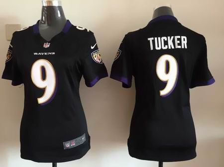 women nike nfl ravens #9 Tucker black jersey