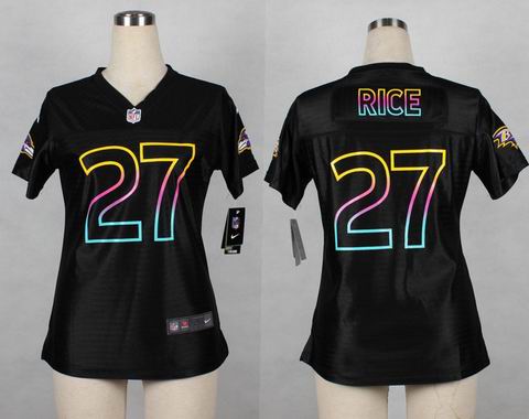women nike nfl ravens 27# Rice black jersey
