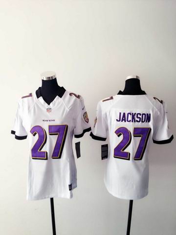 women nike nfl ravens 27 Jackson white limited jersey