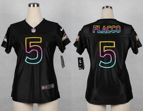women nike nfl ravens 5 Flacco black jersey