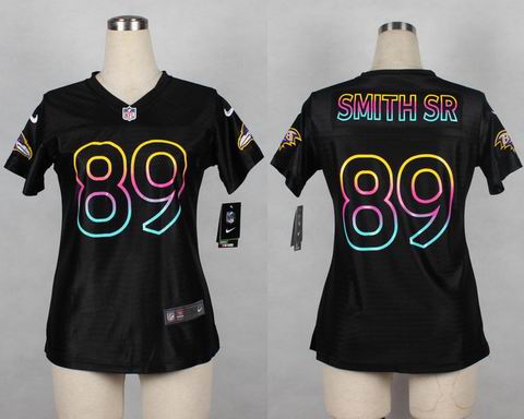 women nike nfl ravens 89# Smith SR black jersey