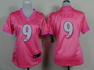 women nike nfl ravens 9 Tucker pink jersey