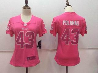 women nike nfl steelers #43 POLAMALU pink jersey